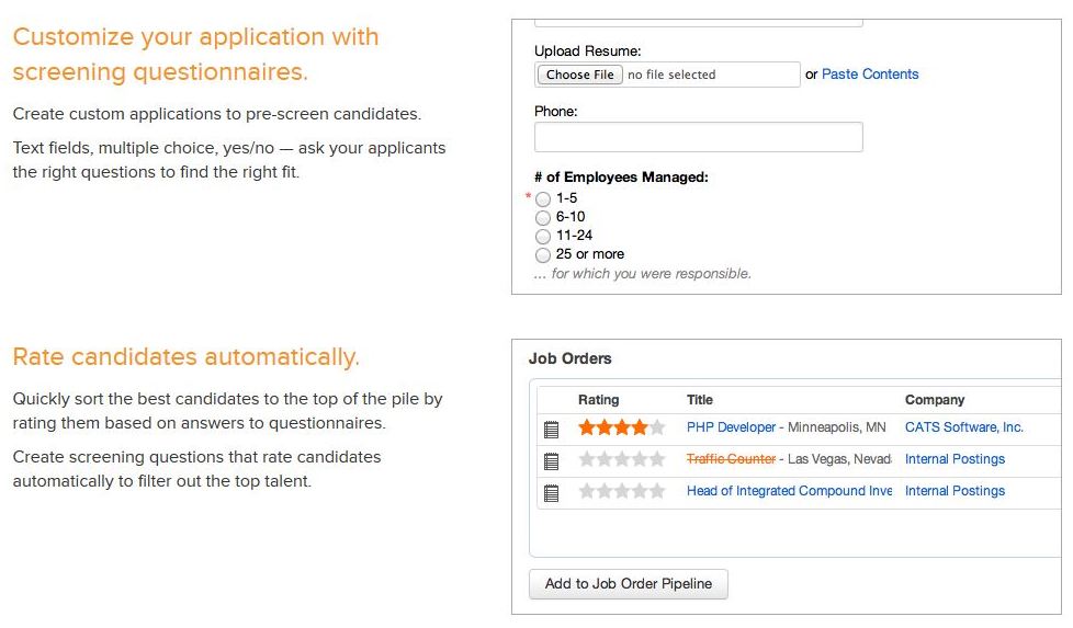 ATS with prescreening questions
